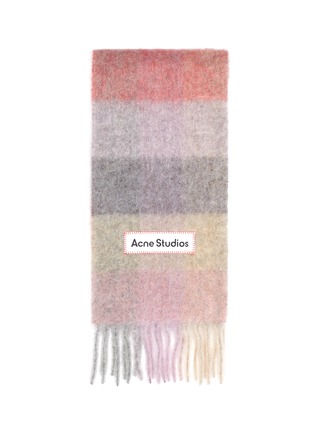 Detail View - Click To Enlarge - ACNE STUDIOS - Logo Patch Fringed Check Scarf