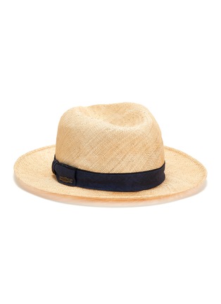 Main View - Click To Enlarge - MOSSANT - Ribbon embellished linen Panama hat