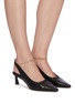 Figure View - Click To Enlarge - PEDDER RED - Brandon metallic ankle chain slingback leather pumps