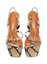 Detail View - Click To Enlarge - PEDDER RED - Ava chain detail strappy slingback heel snake embossed leather sandals