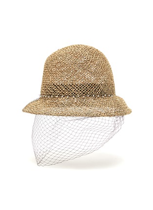 Main View - Click To Enlarge - LAURENCE & CHICO - Net veil straw bucket hat