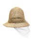 Figure View - Click To Enlarge - LAURENCE & CHICO - Veil overlay pearl embellished straw bucket hat