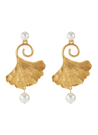 Main View - Click To Enlarge - OSCAR DE LA RENTA - Pearl embellished gingko earrings