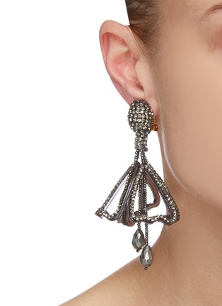 Figure View - Click To Enlarge - OSCAR DE LA RENTA - Pavé petal impatiens clip earrings