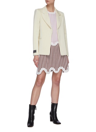 Figure View - Click To Enlarge - PH5 - Terry stripe curvy hem merino wool mini skirt