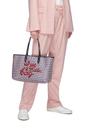 Figure View - Click To Enlarge - ANYA HINDMARCH - I Am A Plastic Bag slogan embroidered small tote bag