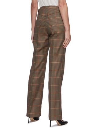 Back View - Click To Enlarge - BURBERRY - Checked flared leg wool pants