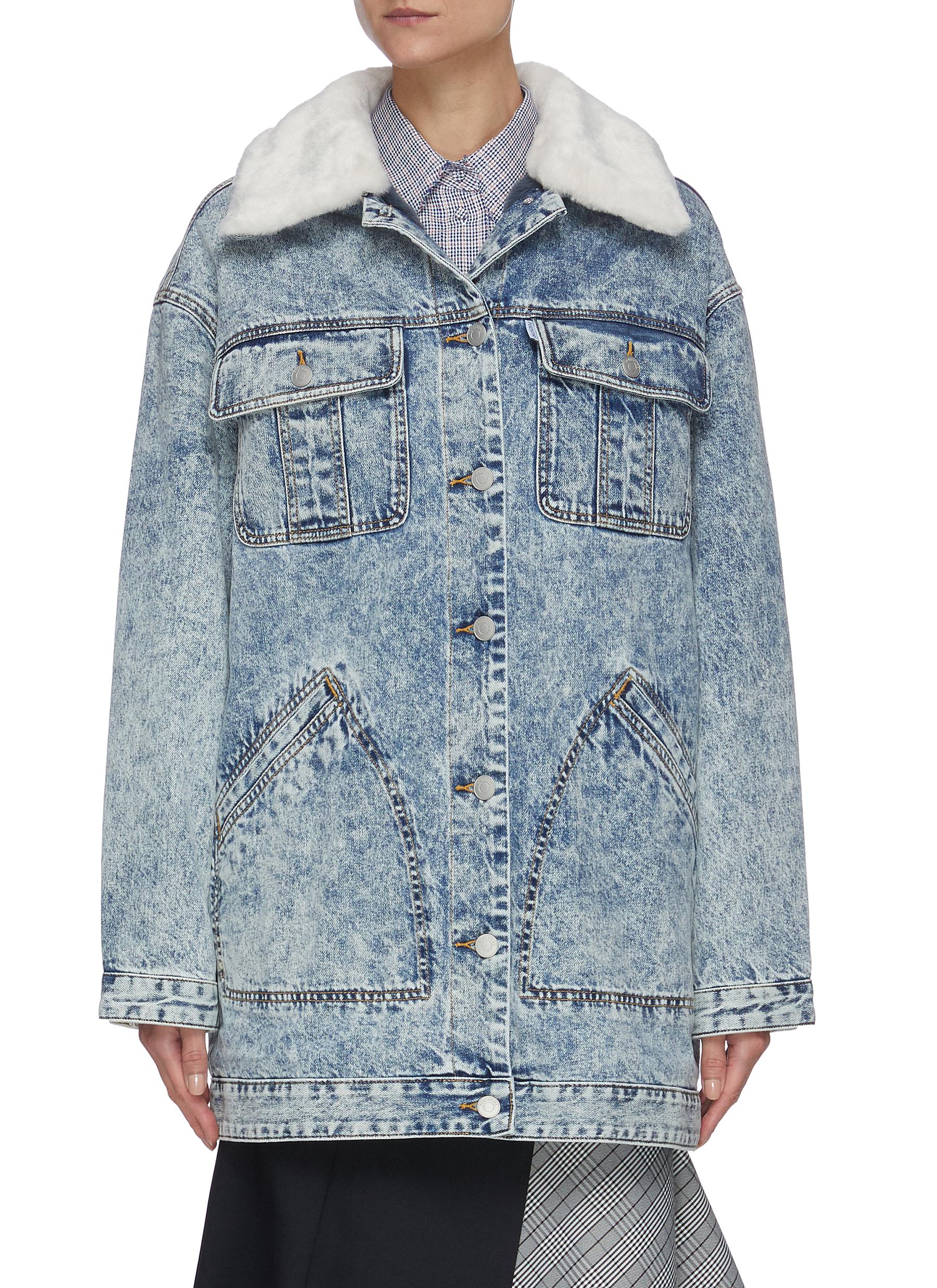 faux fur denim jacket womens