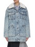 Main View - Click To Enlarge - PORTSPURE - Faux Fur Collar Washed Denim Jacket