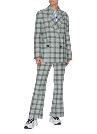 Figure View - Click To Enlarge - PORTSPURE - Flared Check Suiting Pants