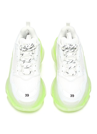 Detail View - Click To Enlarge - BALENCIAGA - 'TRIPLE S' Neon Sole Chunky Leather Sneakers