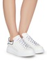 Figure View - Click To Enlarge - ALEXANDER MCQUEEN - contrast piping collar oversized leather sneakers