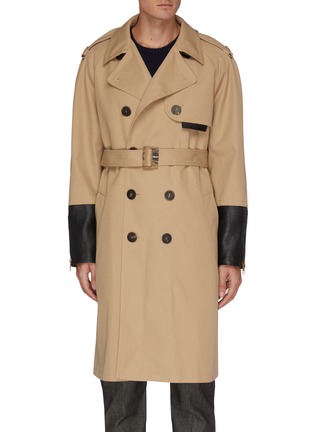 Main View - Click To Enlarge - NEIL BARRETT - Leather Forearm Belted Trench Coat
