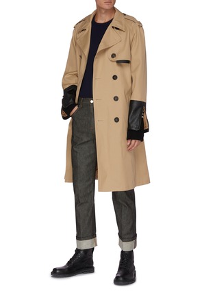 Figure View - Click To Enlarge - NEIL BARRETT - Leather Forearm Belted Trench Coat