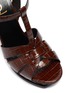 Detail View - Click To Enlarge - SAINT LAURENT - 'Tribute' crocodile-embossed leather platform sandals