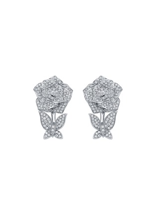 Main View - Click To Enlarge - SARAH ZHUANG - Lady Rose White rose diamond 18k white gold earrings