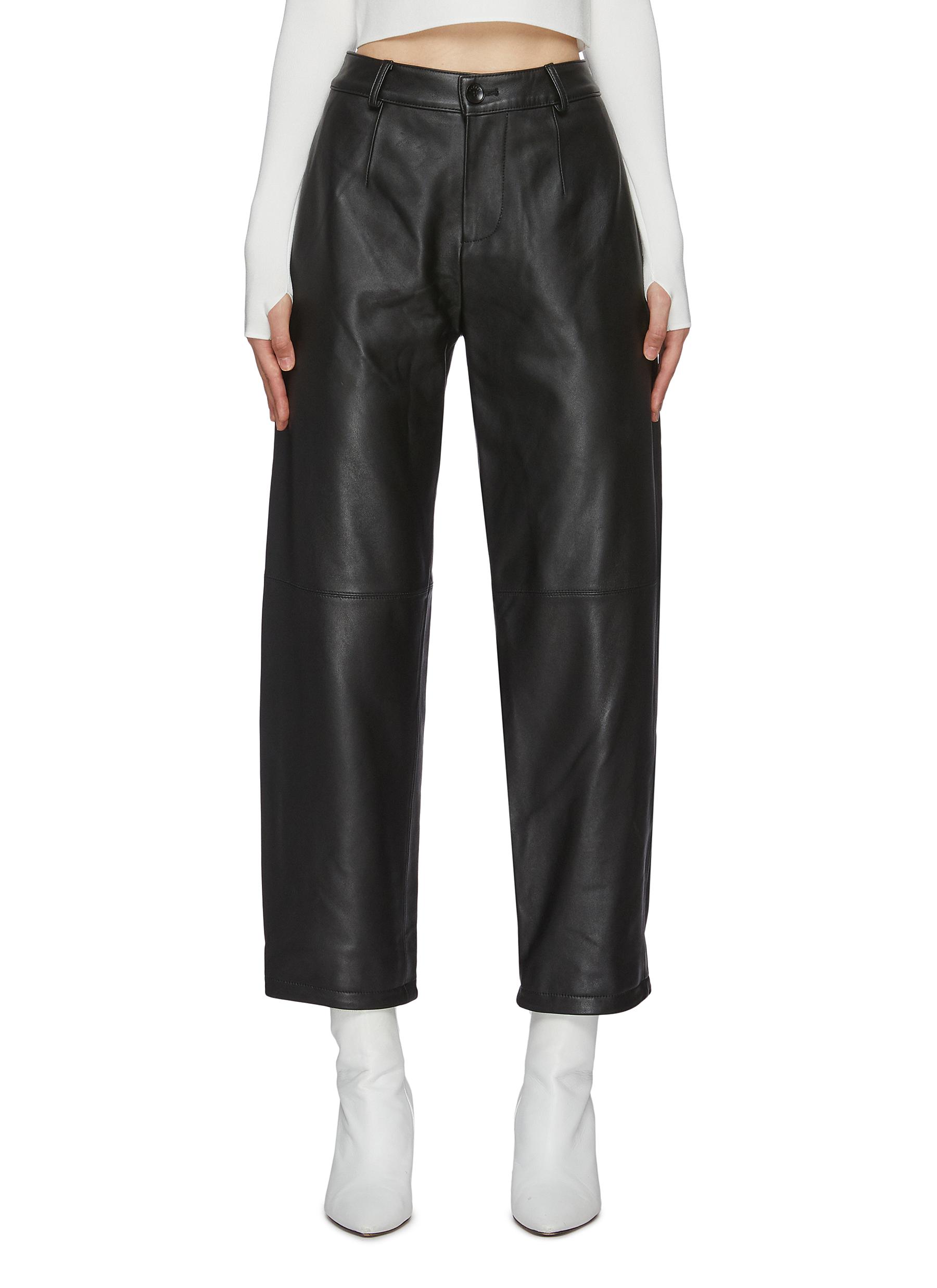 Maya Li Cropped Leather Pants In Black | ModeSens