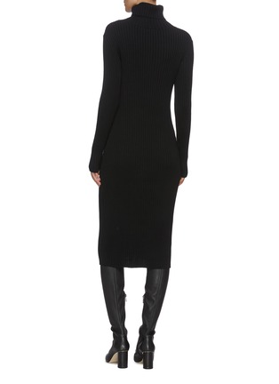 Back View - Click To Enlarge - MAYA LI - Chest cut-out ribbed turtleneck dress