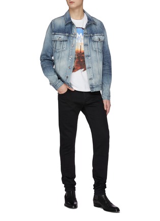 Figure View - Click To Enlarge - BALMAIN - Logo embossed slim jeans