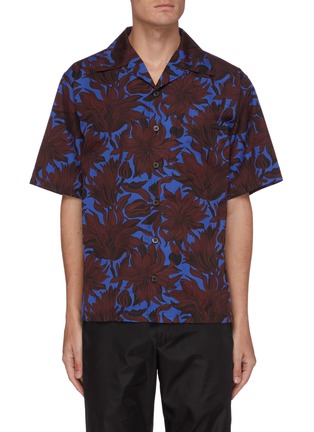 Main View - Click To Enlarge - PRADA - Sunflower print bowling shirt