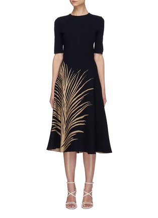 Main View - Click To Enlarge - OSCAR DE LA RENTA - Feather print dress