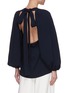 Back View - Click To Enlarge - OSCAR DE LA RENTA - Balloon sleeve open back tie neck blouse
