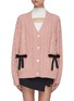 Main View - Click To Enlarge - MING MA - Bow embellished cable knit cardigan