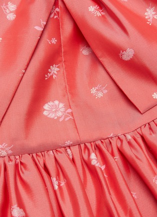 Detail View - Click To Enlarge - MING MA - Ruffled shoulder jacquard dress