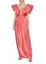 Figure View - Click To Enlarge - MING MA - Ruffled shoulder jacquard dress