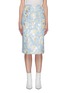 Main View - Click To Enlarge - MING MA - Floral embroidered jacquard pencil skirt