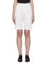 Main View - Click To Enlarge - MING MA - Leather patch wool shorts