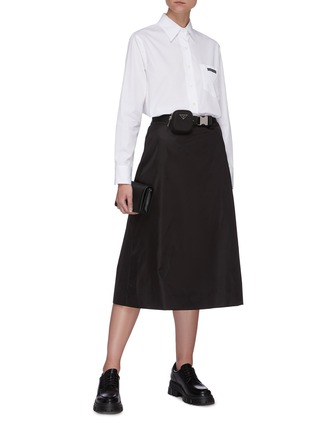 Figure View - Click To Enlarge - PRADA - Re-nylon belted pouch midi skirt