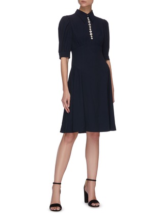 Figure View - Click To Enlarge - PRADA - 'Gioiello' princess sleeve embellished button dress
