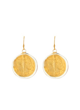 Main View - Click To Enlarge - KENNETH JAY LANE - Satin gold coin drop earrings