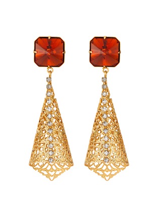 Main View - Click To Enlarge - KENNETH JAY LANE - Madeira topaz filigree drop earrings