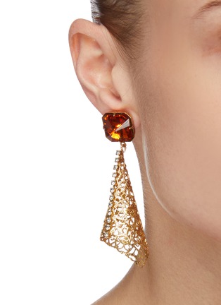 Figure View - Click To Enlarge - KENNETH JAY LANE - Madeira topaz filigree drop earrings