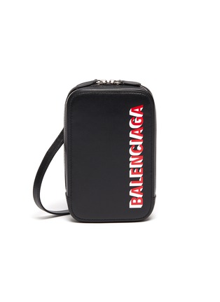 Main View - Click To Enlarge - BALENCIAGA - Logo print leather cash and phone holder