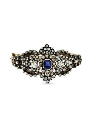 Main View - Click To Enlarge - LANE CRAWFORD VINTAGE JEWELLERY - Diamond sapphire 18k gold  sterling silver bangle