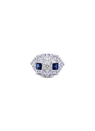 Main View - Click To Enlarge - LANE CRAWFORD VINTAGE JEWELLERY - Art Deco Style diamond sapphire 18k white gold ring