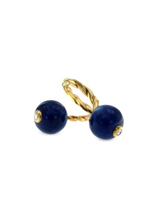 Detail View - Click To Enlarge - LANE CRAWFORD VINTAGE JEWELLERY - Diamond lapis lazuli marble 18K gold key ring