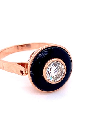 Detail View - Click To Enlarge - LANE CRAWFORD VINTAGE JEWELLERY - Vintage diamond onyx 18k rose gold ring