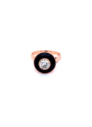 Main View - Click To Enlarge - LANE CRAWFORD VINTAGE JEWELLERY - Vintage diamond onyx 18k rose gold ring