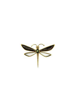 Main View - Click To Enlarge - LANE CRAWFORD VINTAGE JEWELLERY - Dragonfly diamond peridot mother of pearl 18k gold brooch