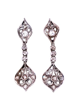 Main View - Click To Enlarge - LANE CRAWFORD VINTAGE JEWELLERY - Vintage diamond 18K white gold drop earrings