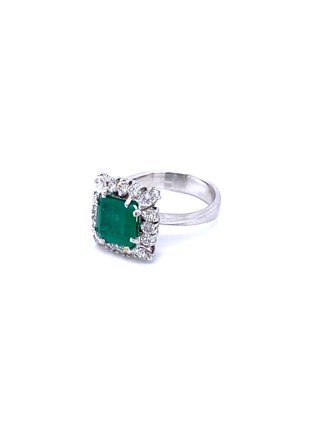 Detail View - Click To Enlarge - LANE CRAWFORD VINTAGE JEWELLERY - Diamond Emerald 18k white gold engagement ring