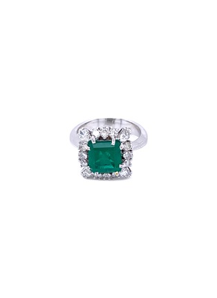 Main View - Click To Enlarge - LANE CRAWFORD VINTAGE JEWELLERY - Diamond Emerald 18k white gold engagement ring