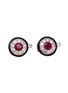 Main View - Click To Enlarge - LANE CRAWFORD VINTAGE JEWELLERY - Diamond ruby onyx 18k white gold cluster earrings