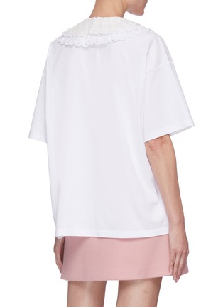 Back View - Click To Enlarge - MIU MIU - Oversized lace collar cotton T-shirt