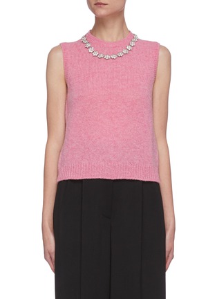 Main View - Click To Enlarge - MIU MIU - Necklace embellished back cutout knit vest
