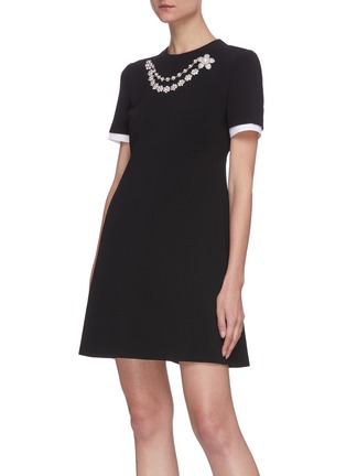 Detail View - Click To Enlarge - MIU MIU - Detachable collar necklace embellished dress